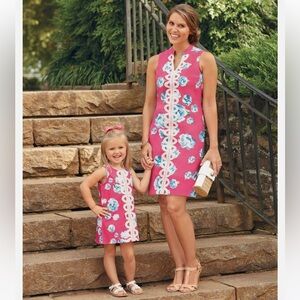 Mud Pie Girls Blue Rose Shift Dress 5T